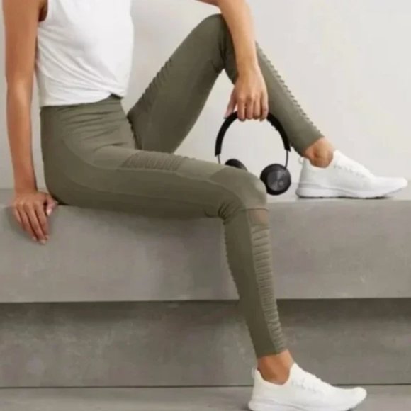 ALO Yoga Pants - ALO Yoga Olive Green High-Waist Moto Leggings